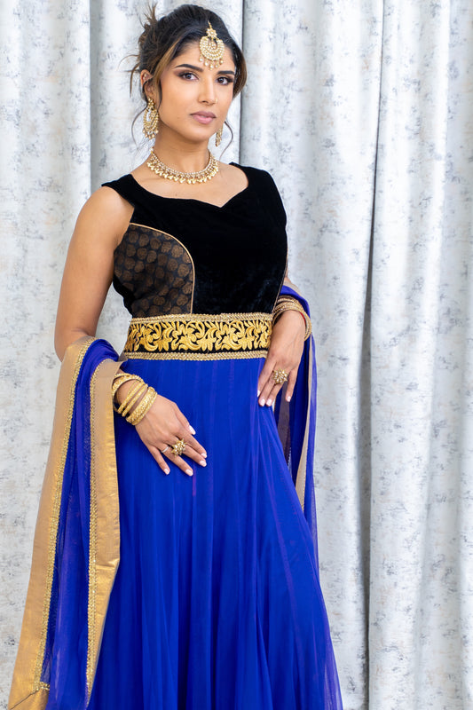 Royal Blue Net Punjabi Set