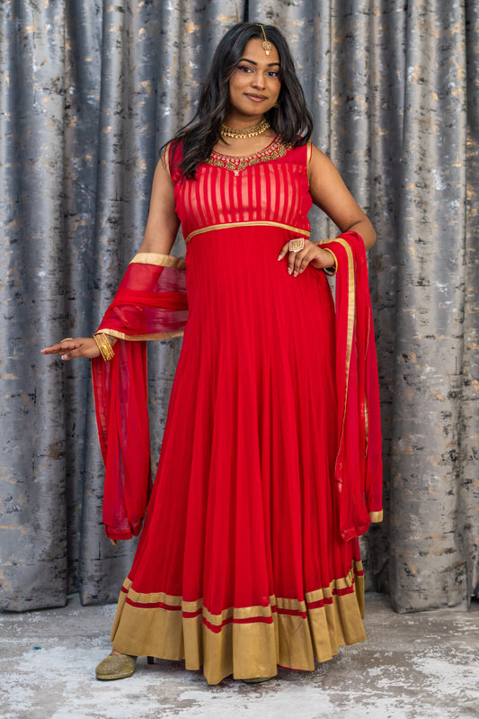 Red Net Punjabi Set