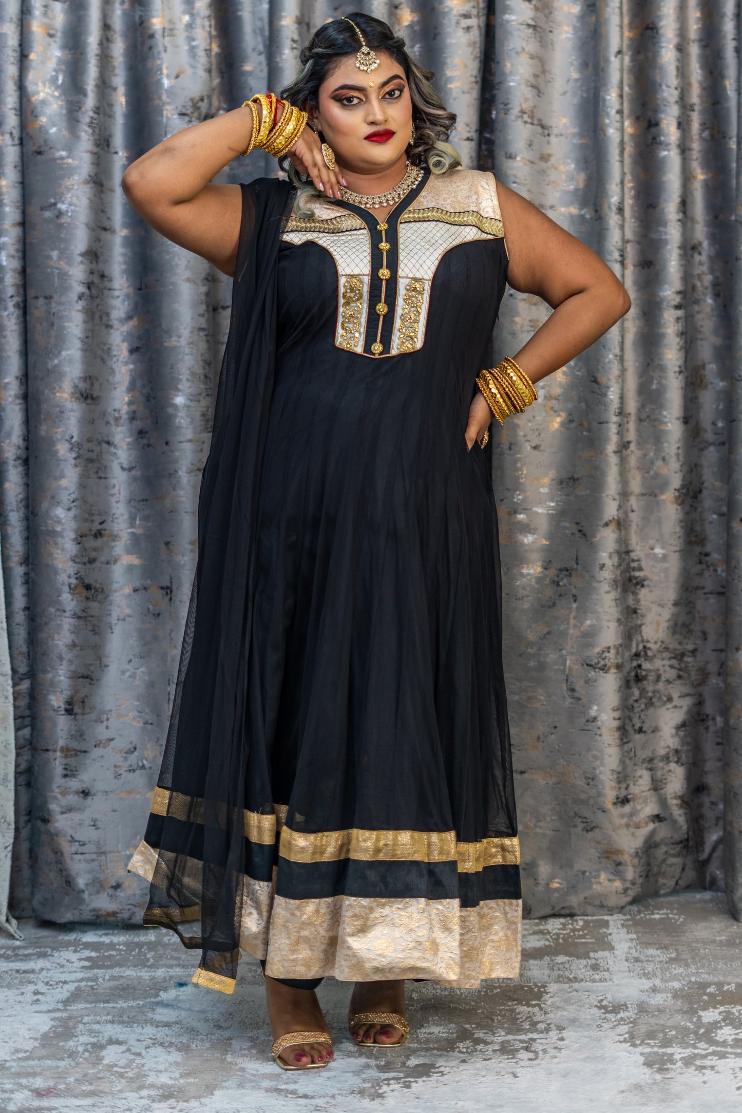 Black Net Punjabi Set