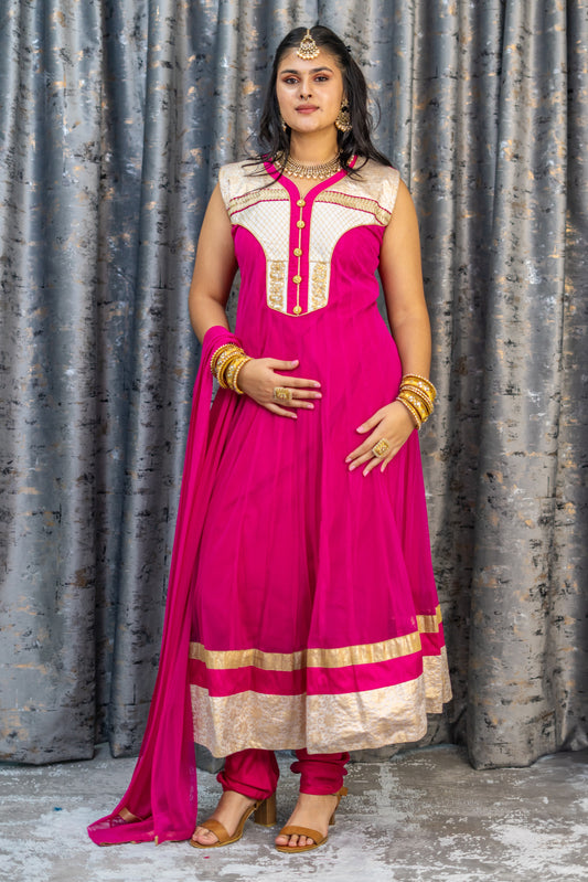 Pink Net Punjabi Set