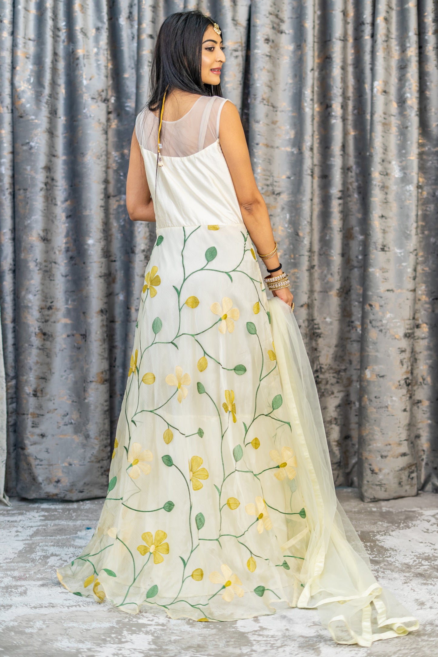 Off White Organza Anarkali Set