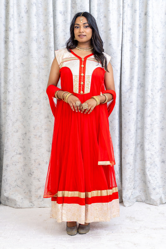 Red Net Punjabi Set