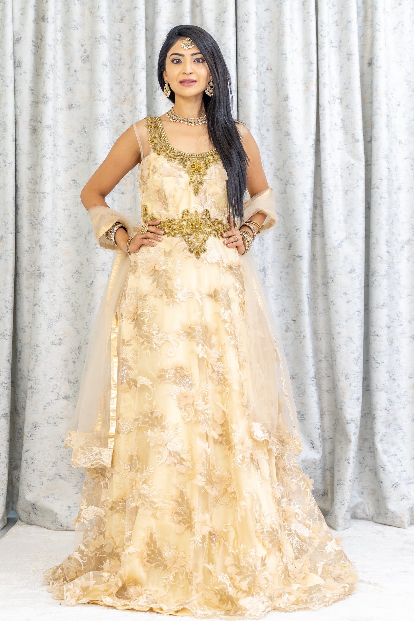 Cream Lace Punjab Set