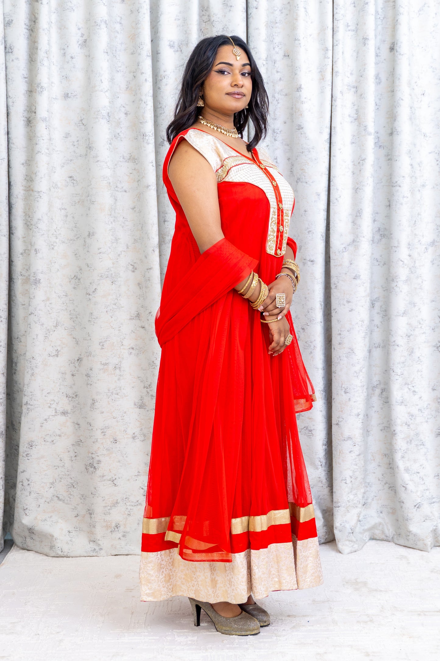 Red Net Punjabi Set