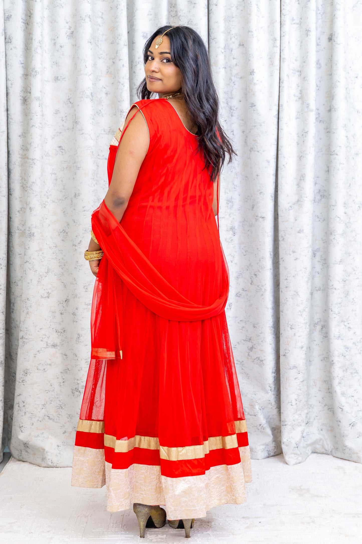 Red Net Punjabi Set