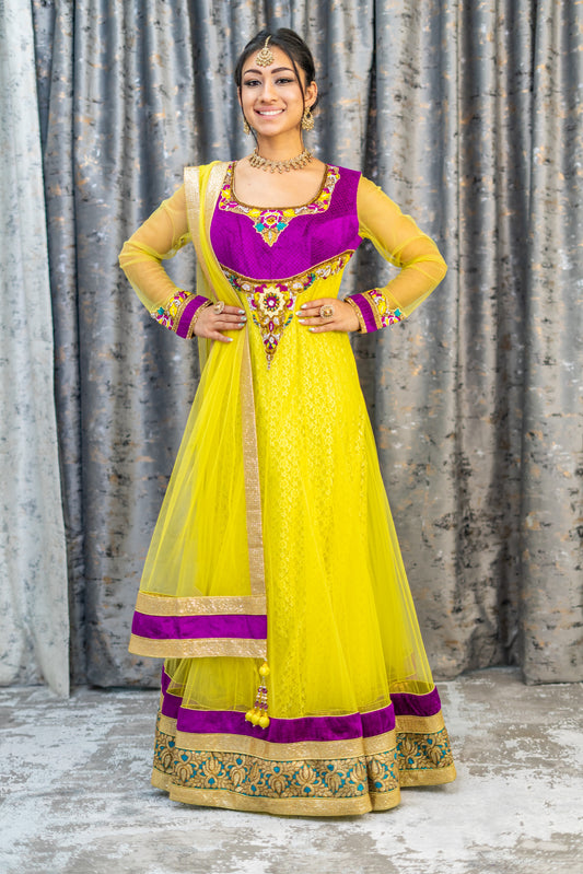 Yellow Net Punjabi Set