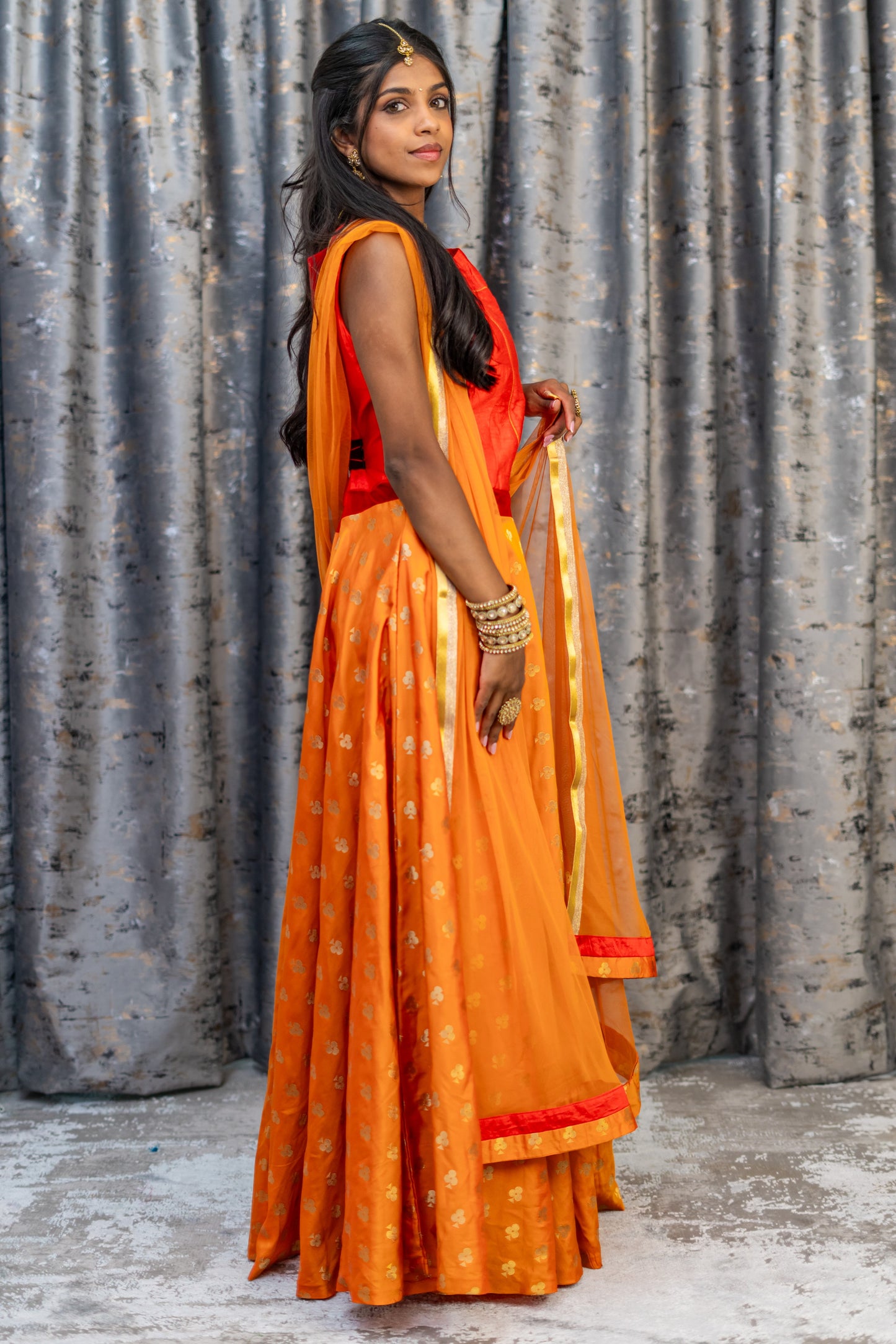 Orange Brocade Punjabi Set