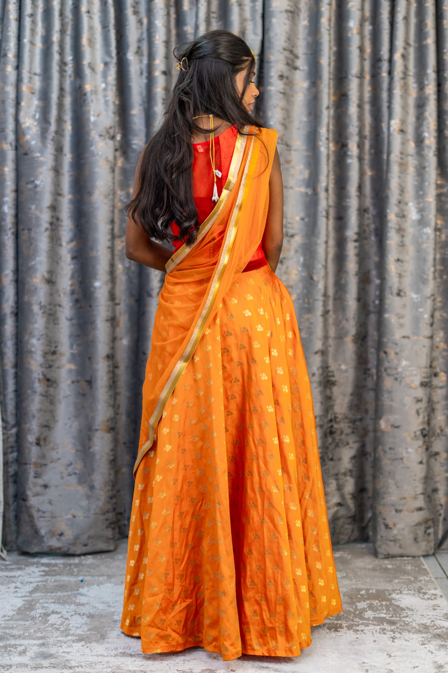 Orange Brocade Punjabi Set