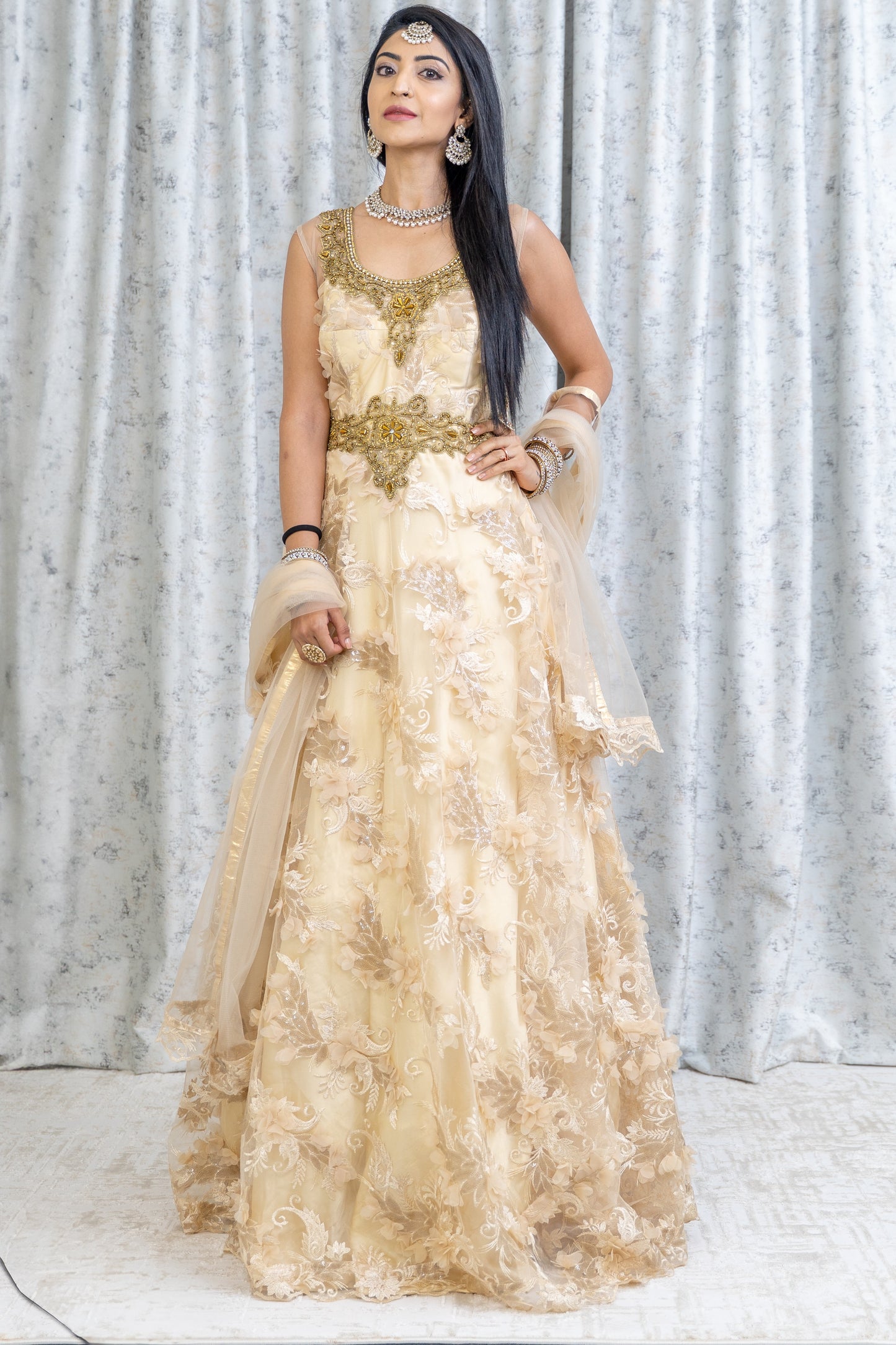 Cream Lace Punjab Set