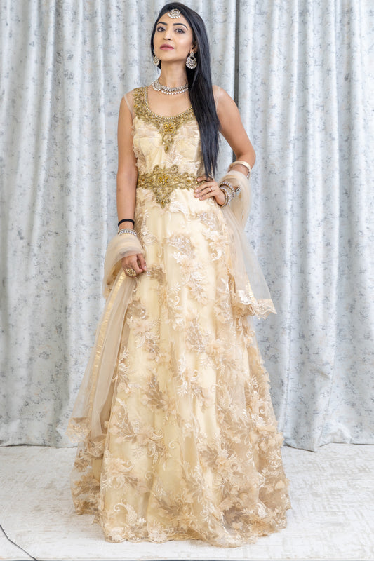 Cream Lace Punjab Set