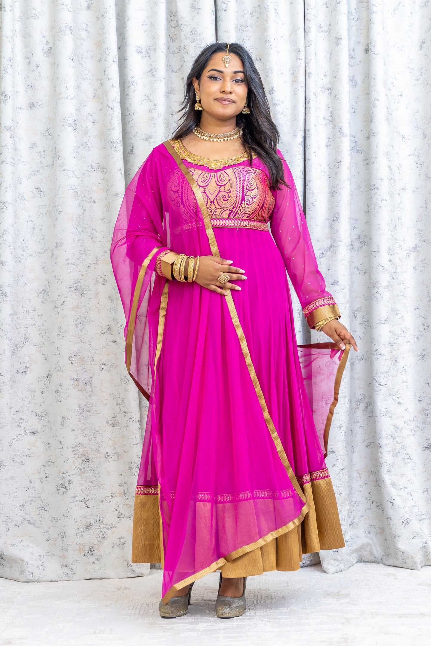 Rani Pink Net Punjabi Set
