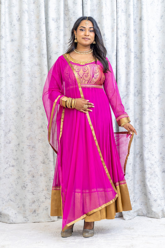 Rani Pink Net Punjabi Set