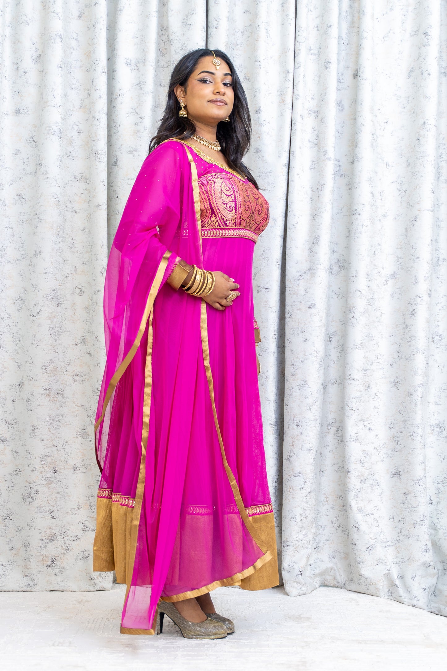 Rani Pink Net Punjabi Set