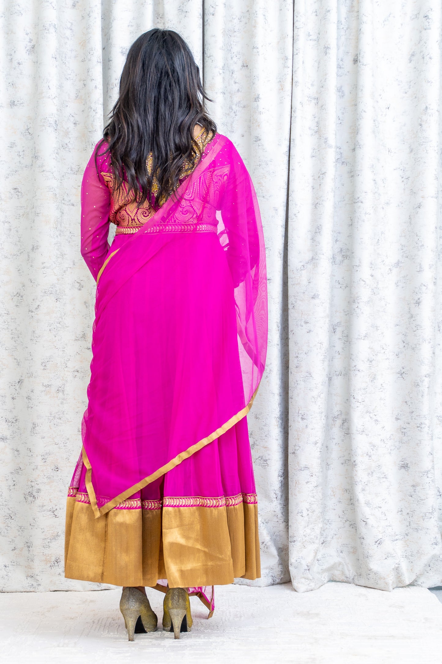 Rani Pink Net Punjabi Set
