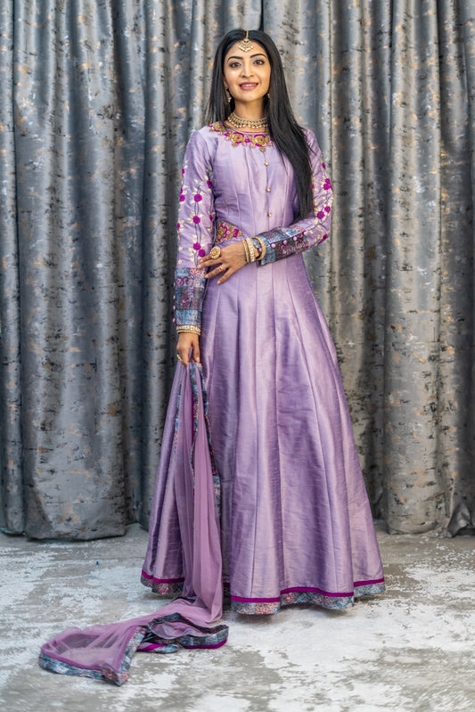 Purple Raw Silk Punjabi Set
