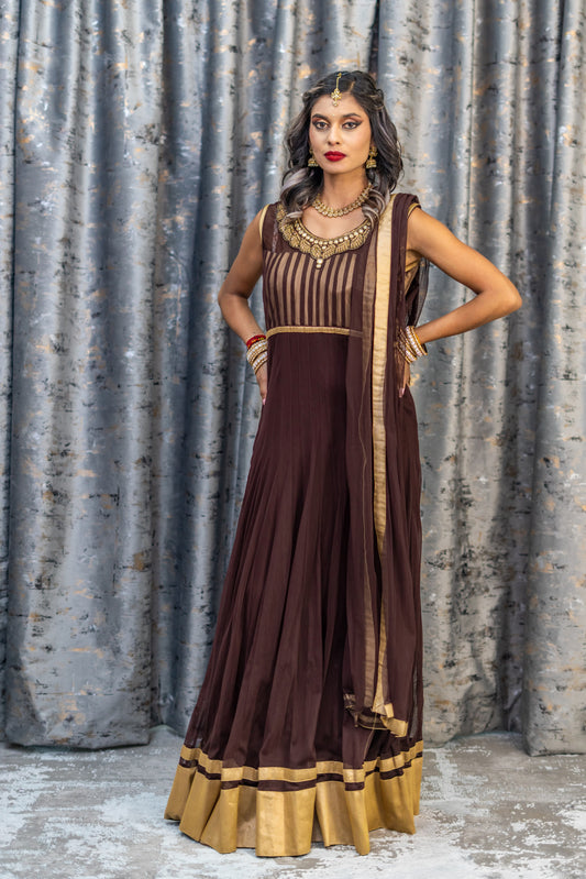 Brown Net Punjabi Set