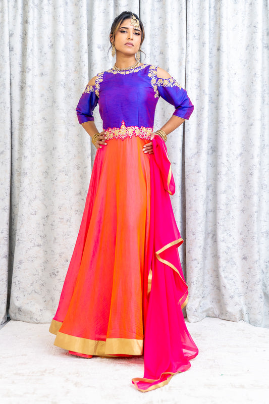 Peach Raw Silk Punjabi Set