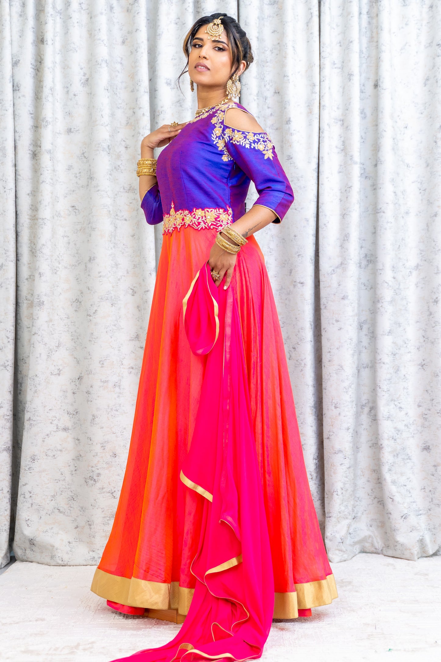Peach Raw Silk Punjabi Set