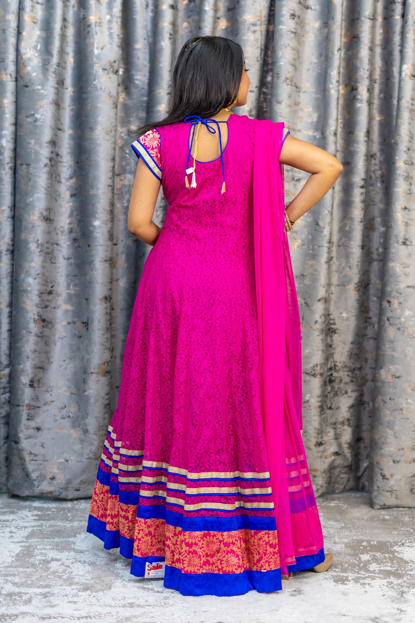 Pink Net Embroidered Punjaabi Set