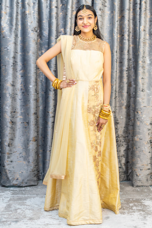 Cream Raw Silk Punjabi Set