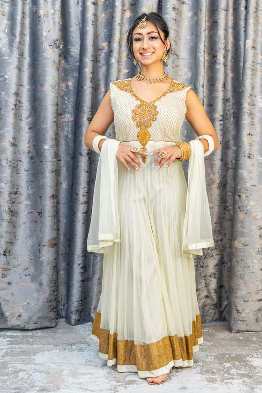 White Net Punjabi Set