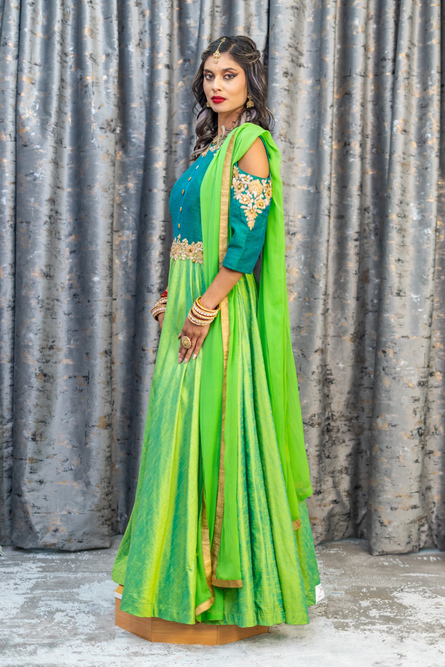 Green Raw Silk Punjabi Set