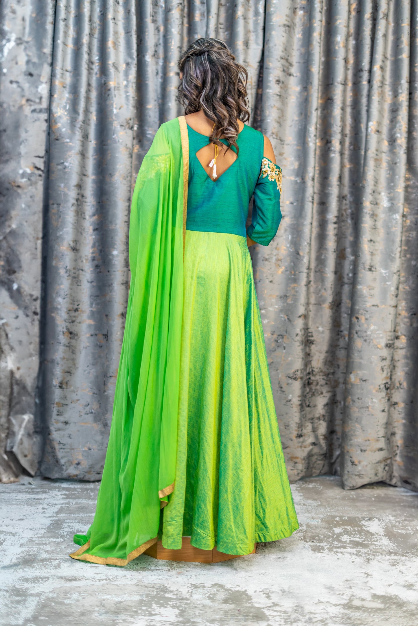 Green Raw Silk Punjabi Set
