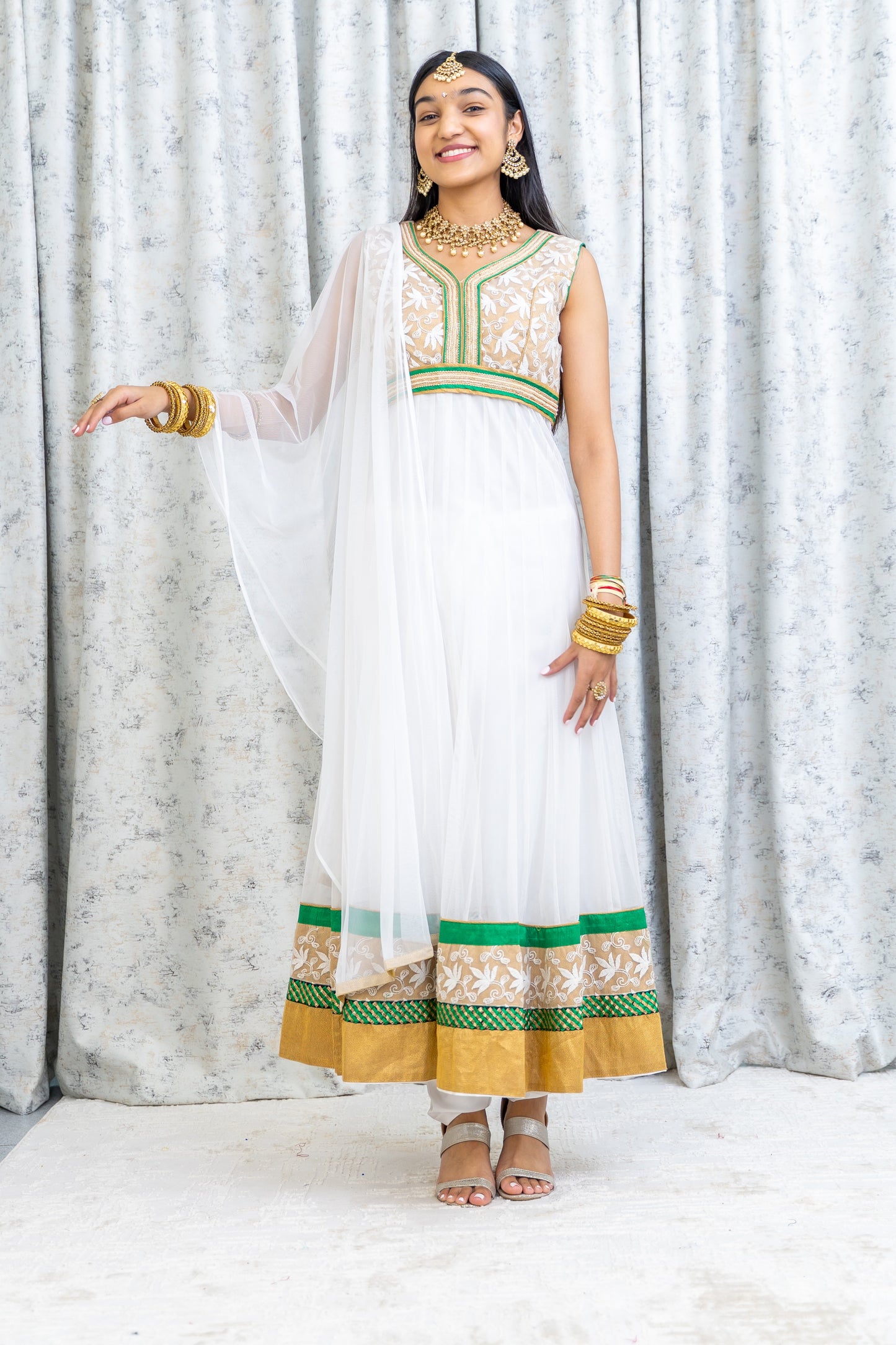 White Net Punjabi Set