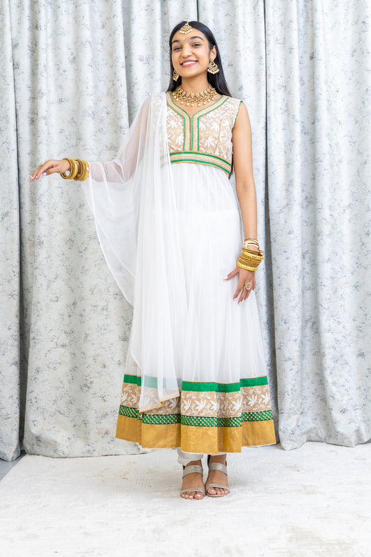 White Net Punjabi Set