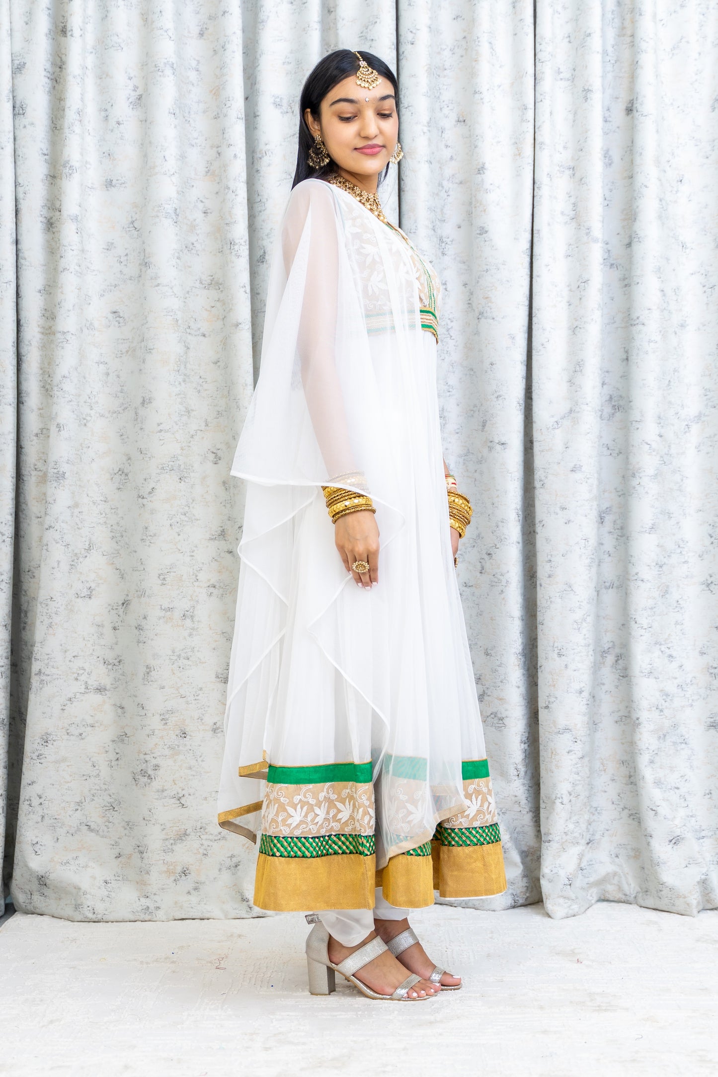 White Net Punjabi Set