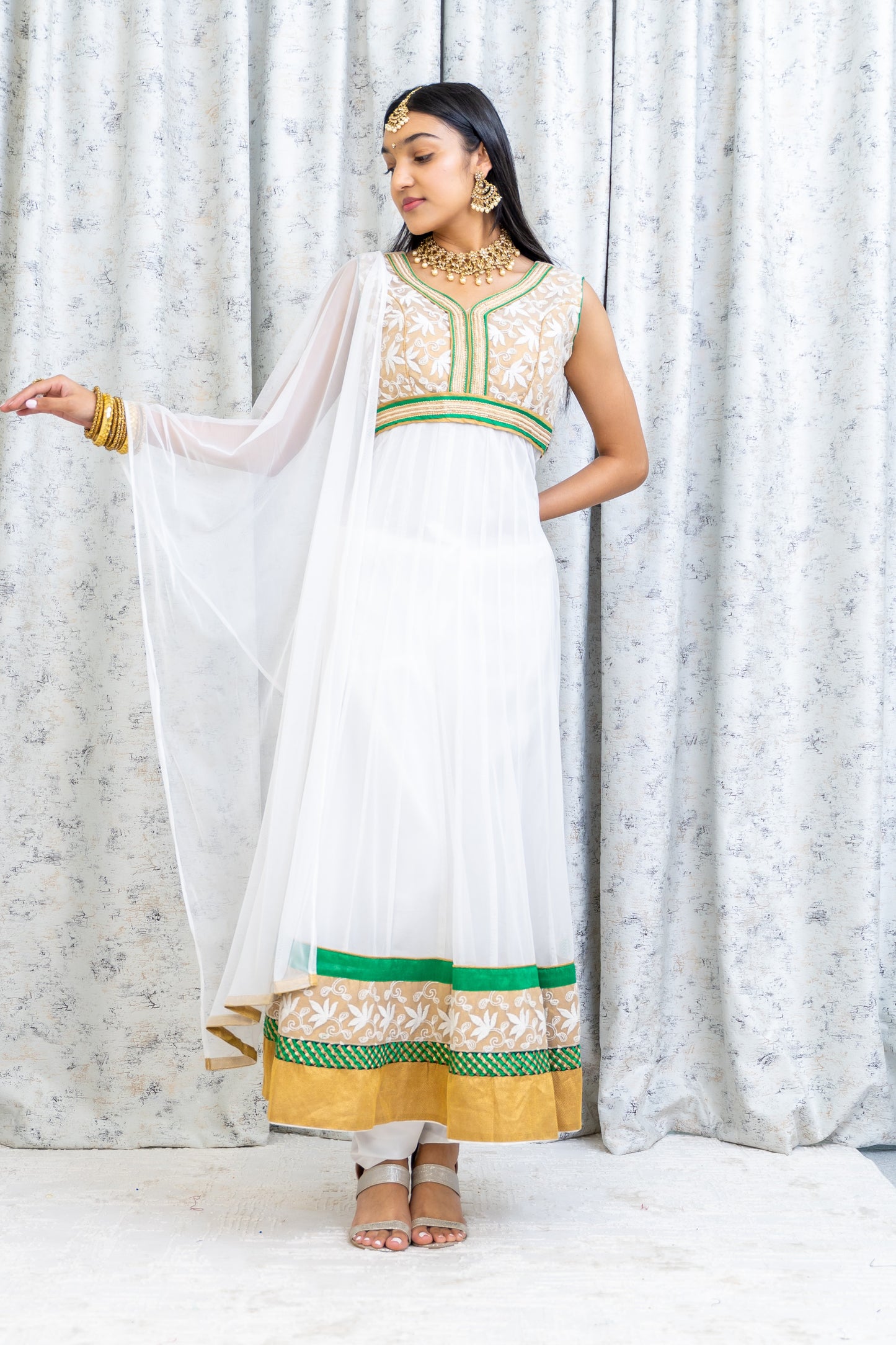 White Net Punjabi Set