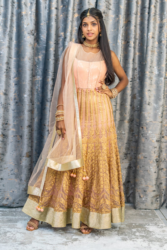 Gold Net Embroidered Punjabi Set