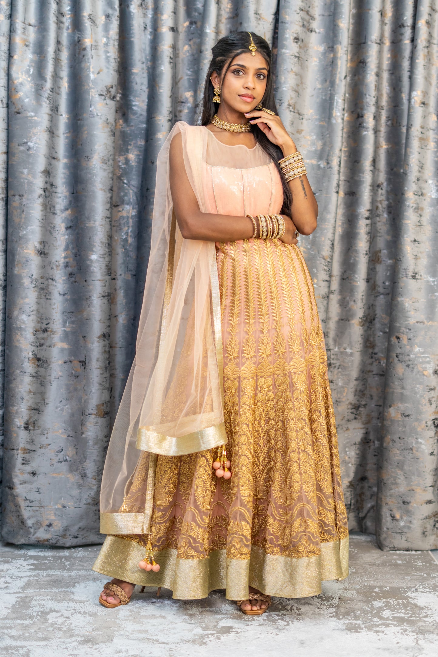 Gold Net Embroidered Punjabi Set