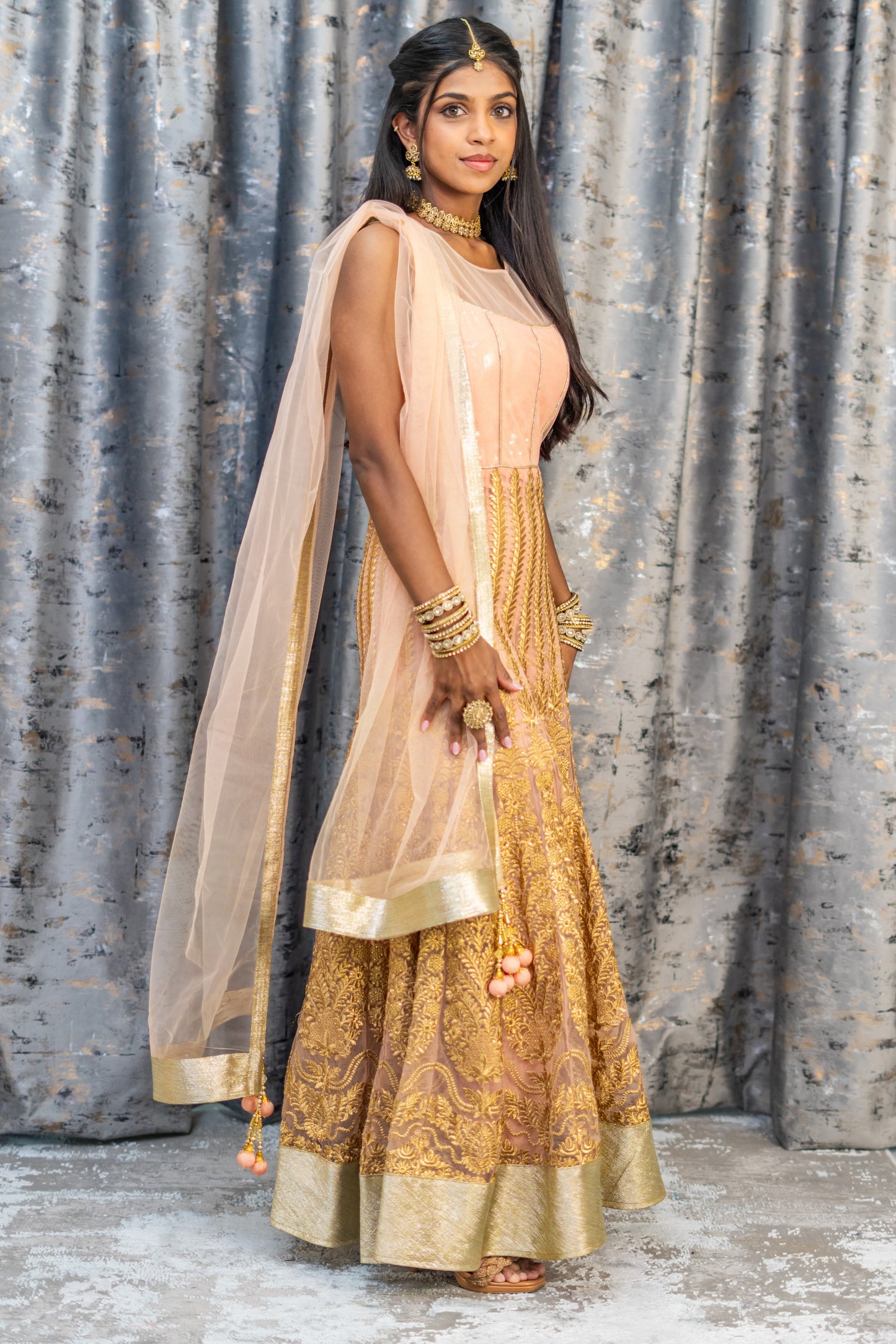 Gold Net Embroidered Punjabi Set