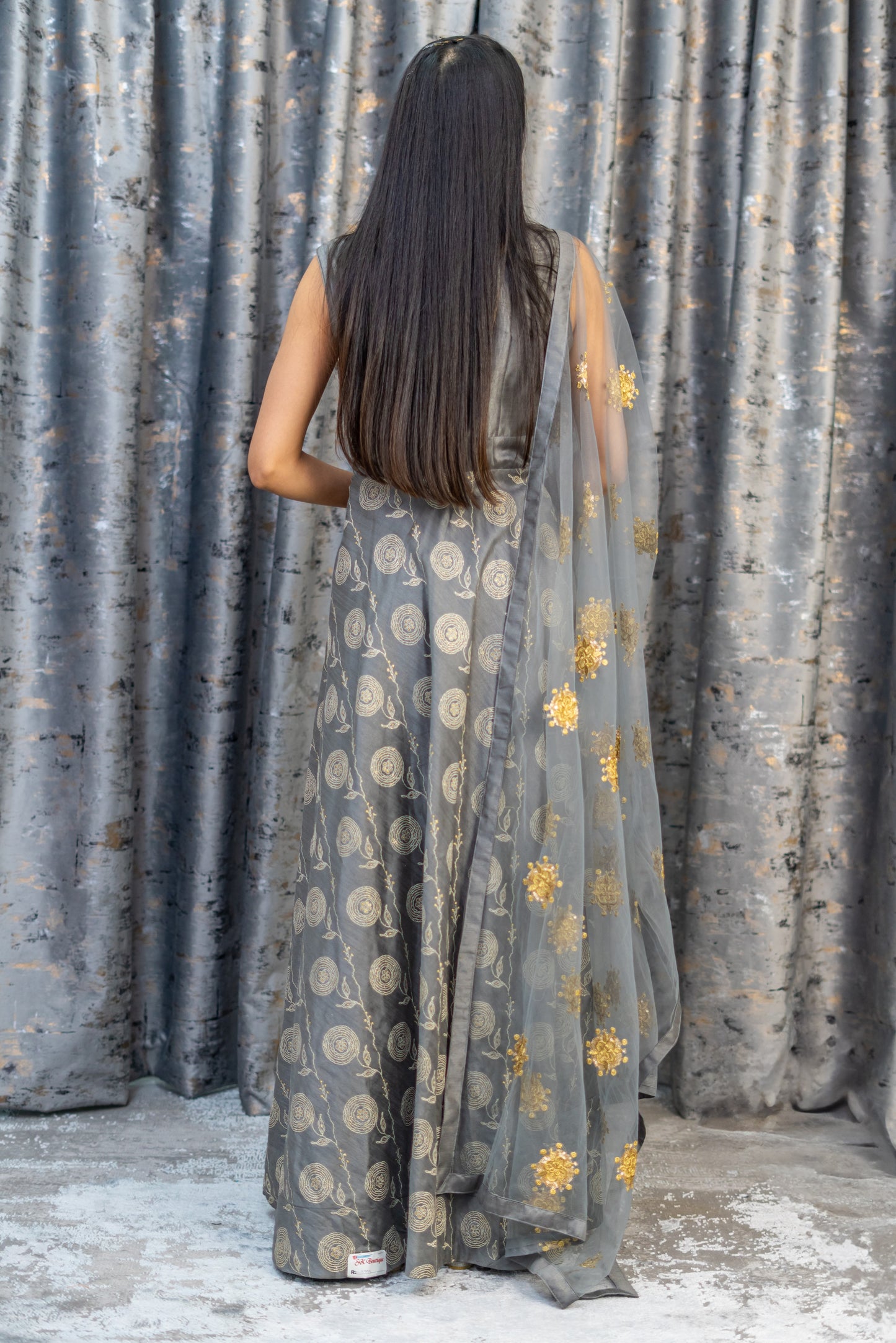 Grey Brocade Punjabi Set