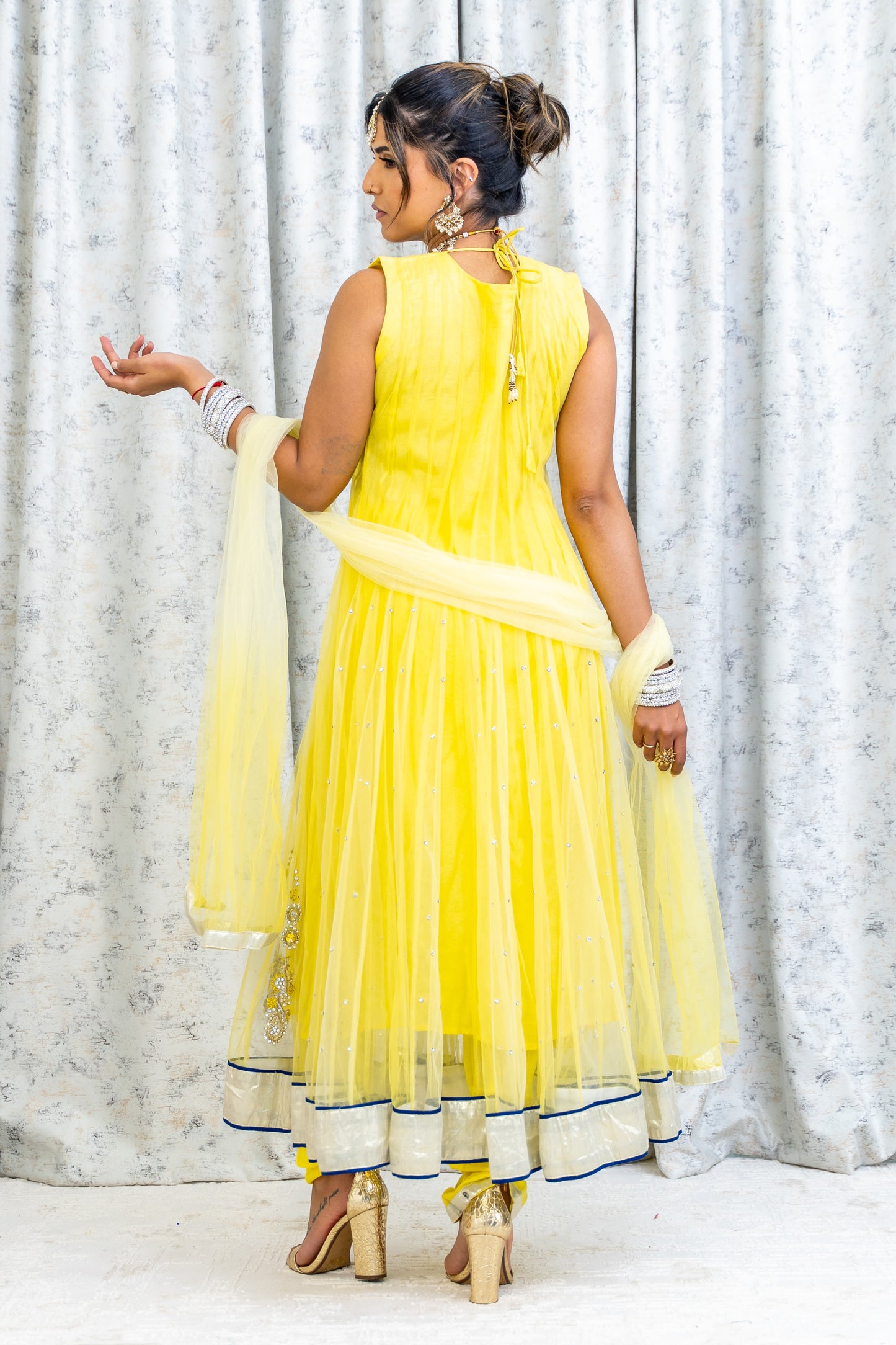 Yellow Net Punjabi Set