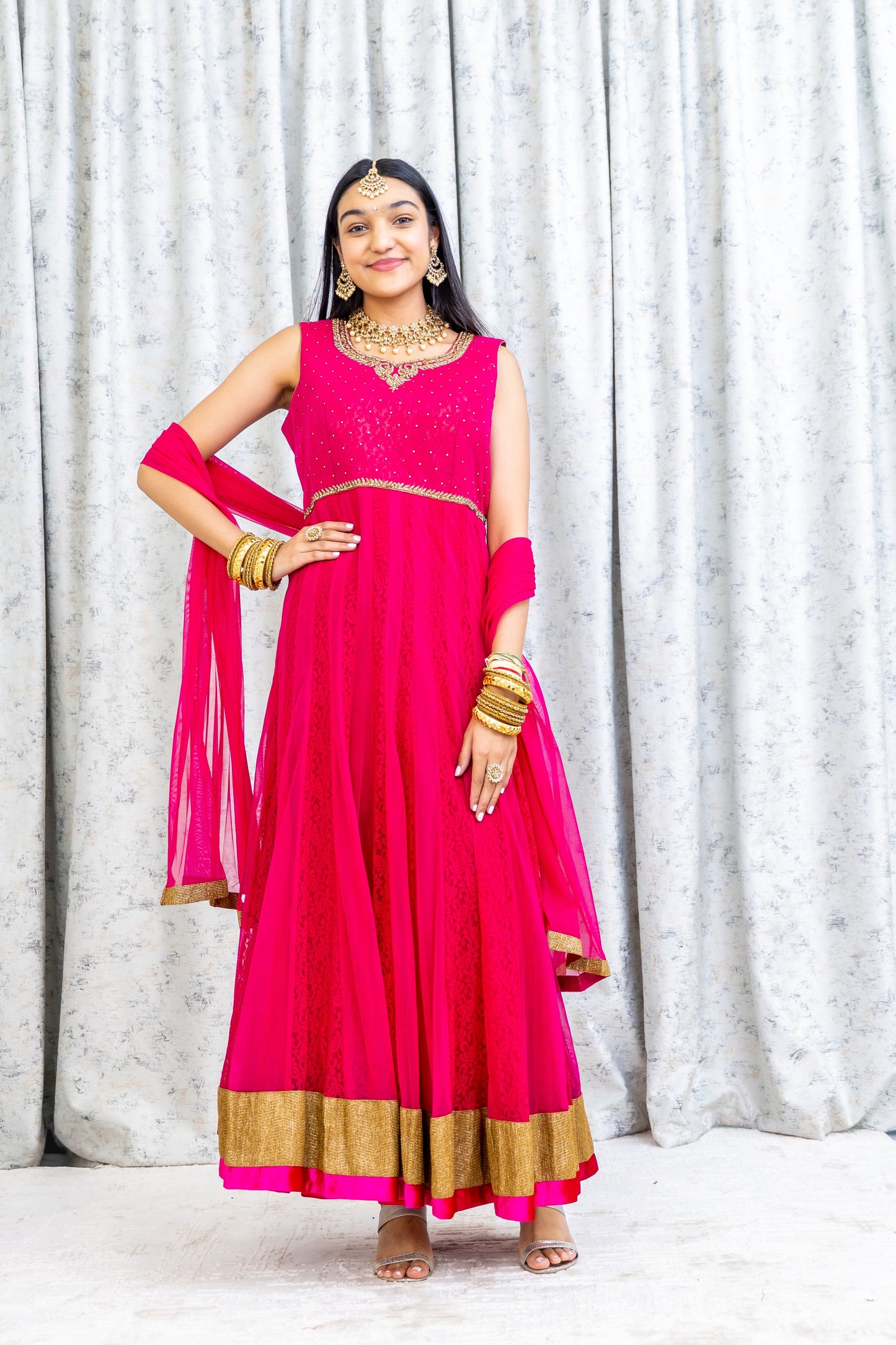 Rani Pink Net Punjabi Set
