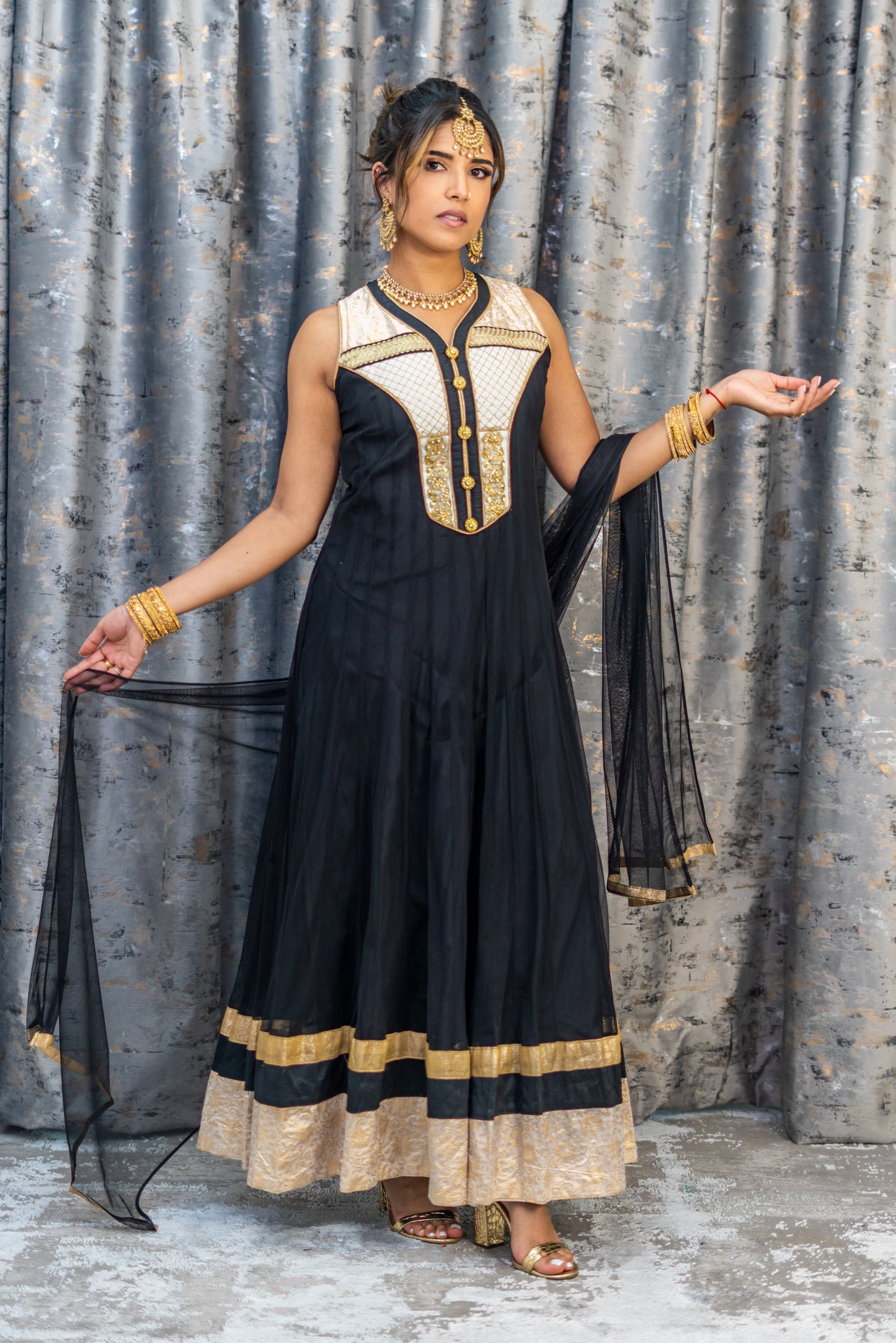 Black Net Punjabi Set