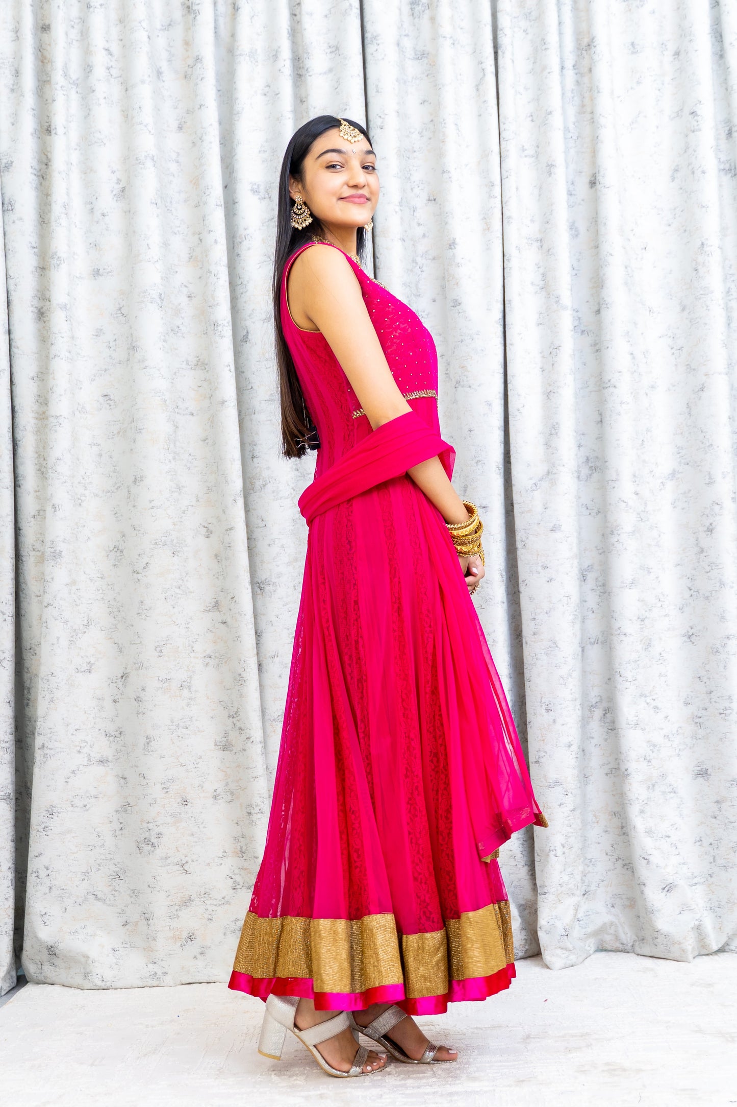 Rani Pink Net Punjabi Set
