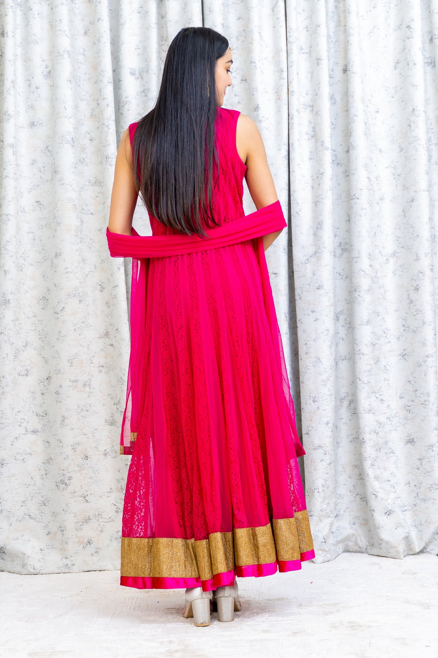 Rani Pink Net Punjabi Set
