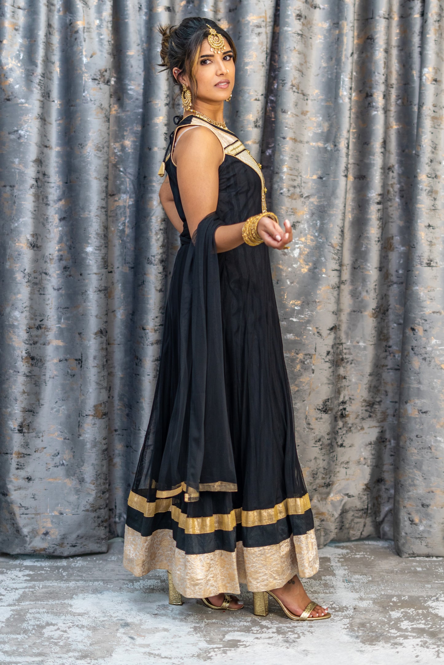 Black Net Punjabi Set