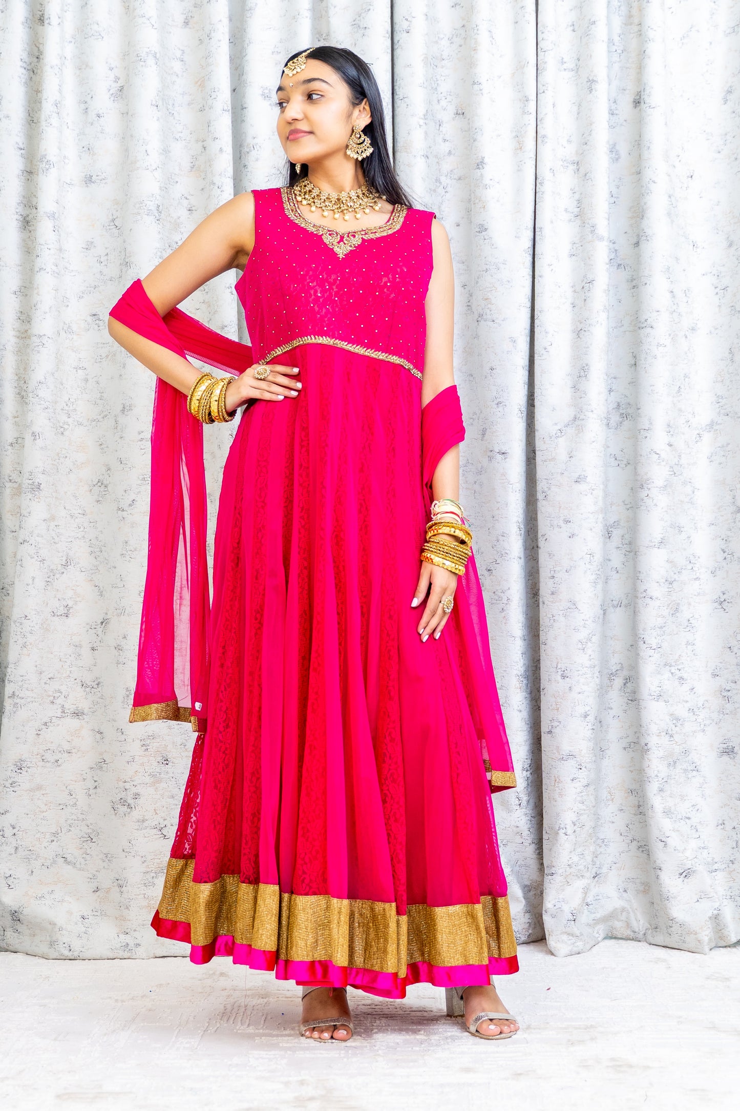 Rani Pink Net Punjabi Set