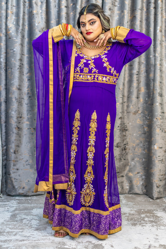 Purple Net Punjabi with Swarovski Stone Work