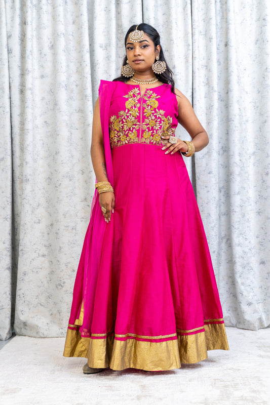 Hot Pink Raw Silk Punjabi Set