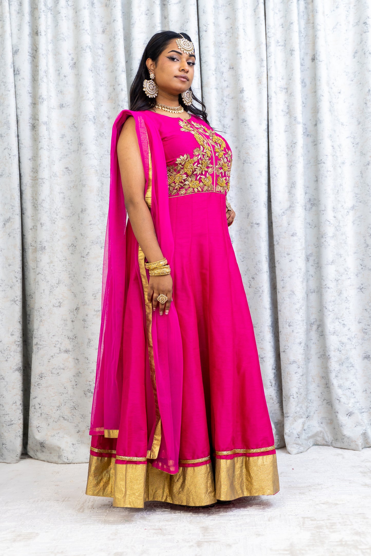 Hot Pink Raw Silk Punjabi Set