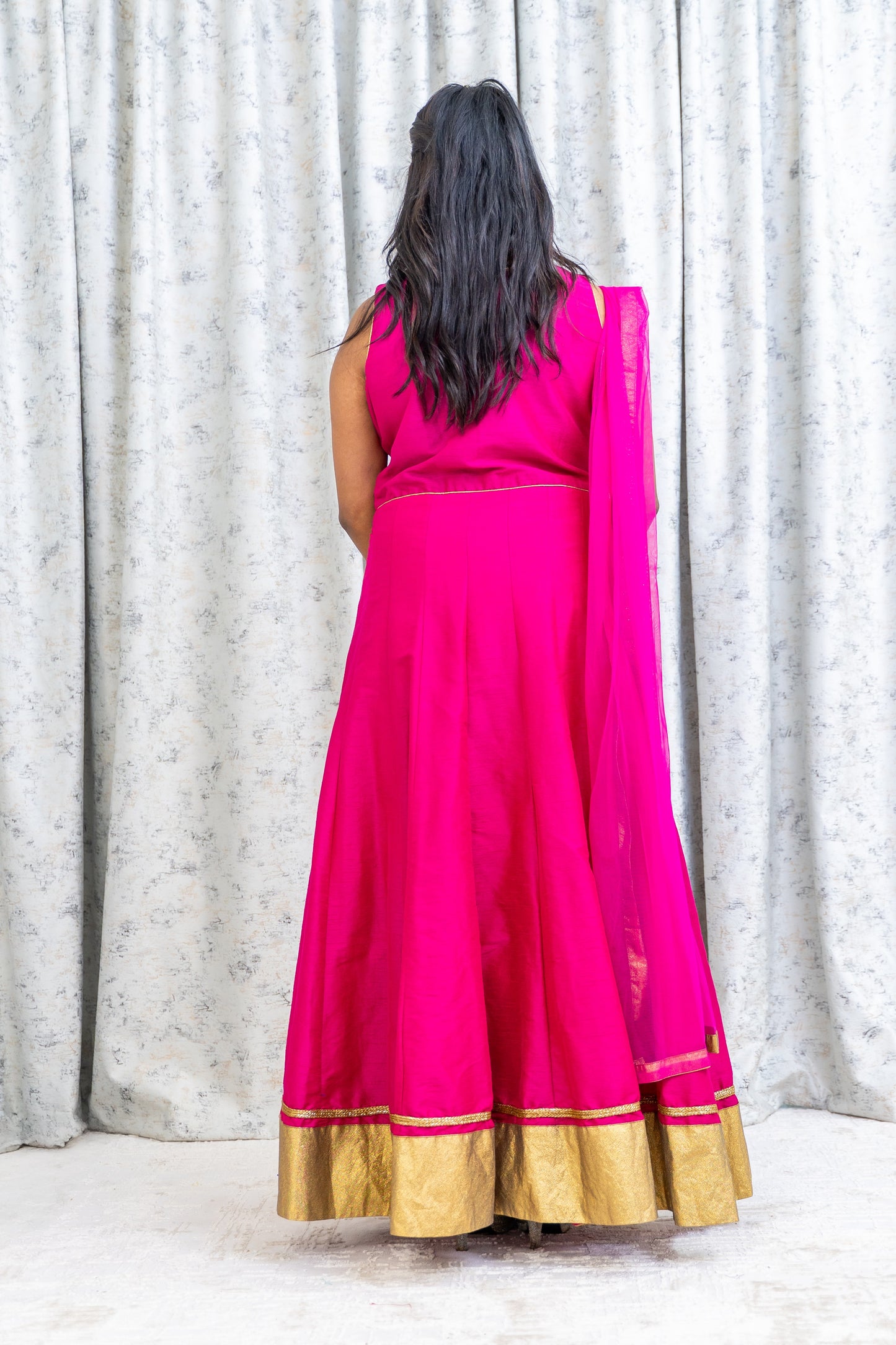 Hot Pink Raw Silk Punjabi Set