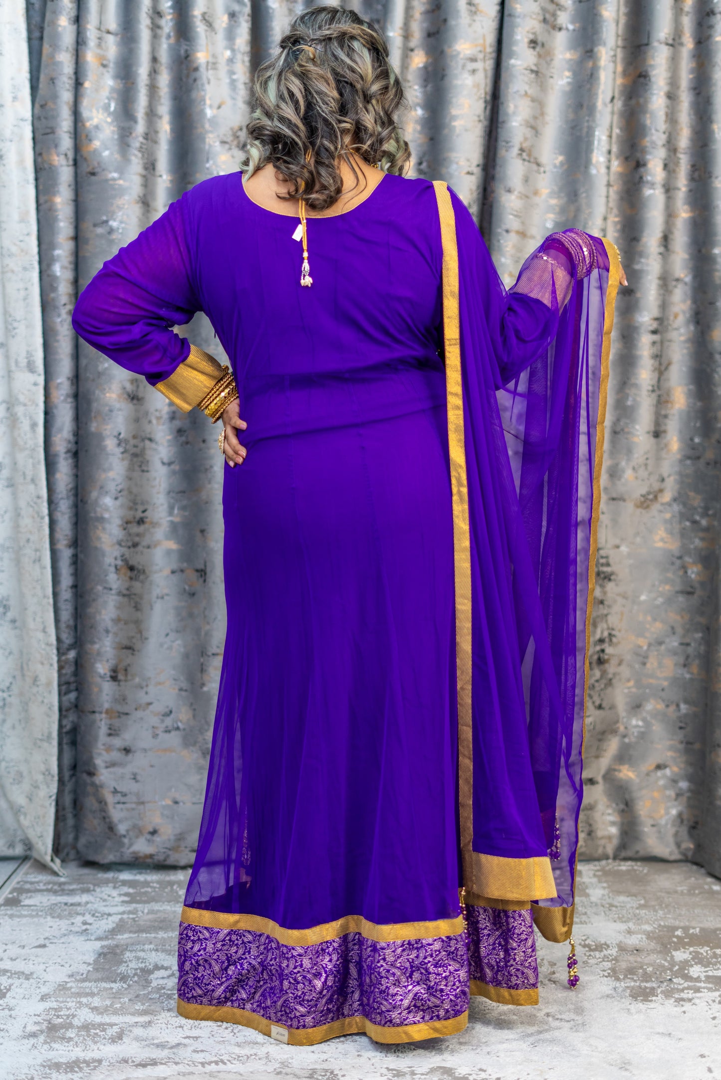 Purple Net Punjabi with Swarovski Stone Work
