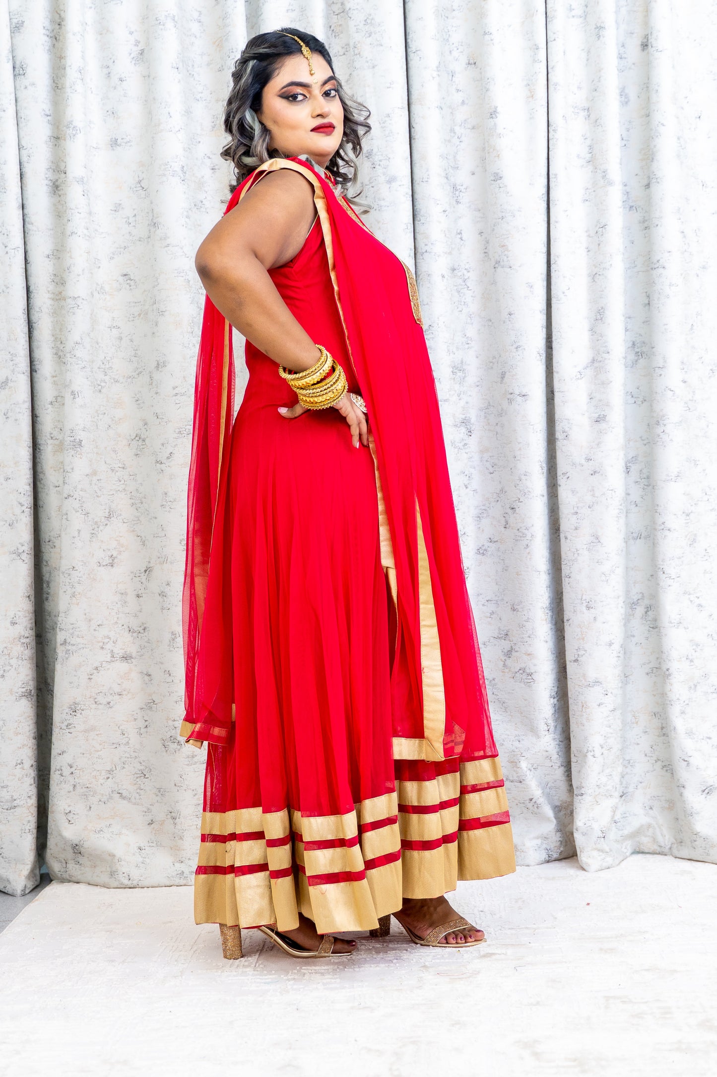 Red Net Punjabi Set