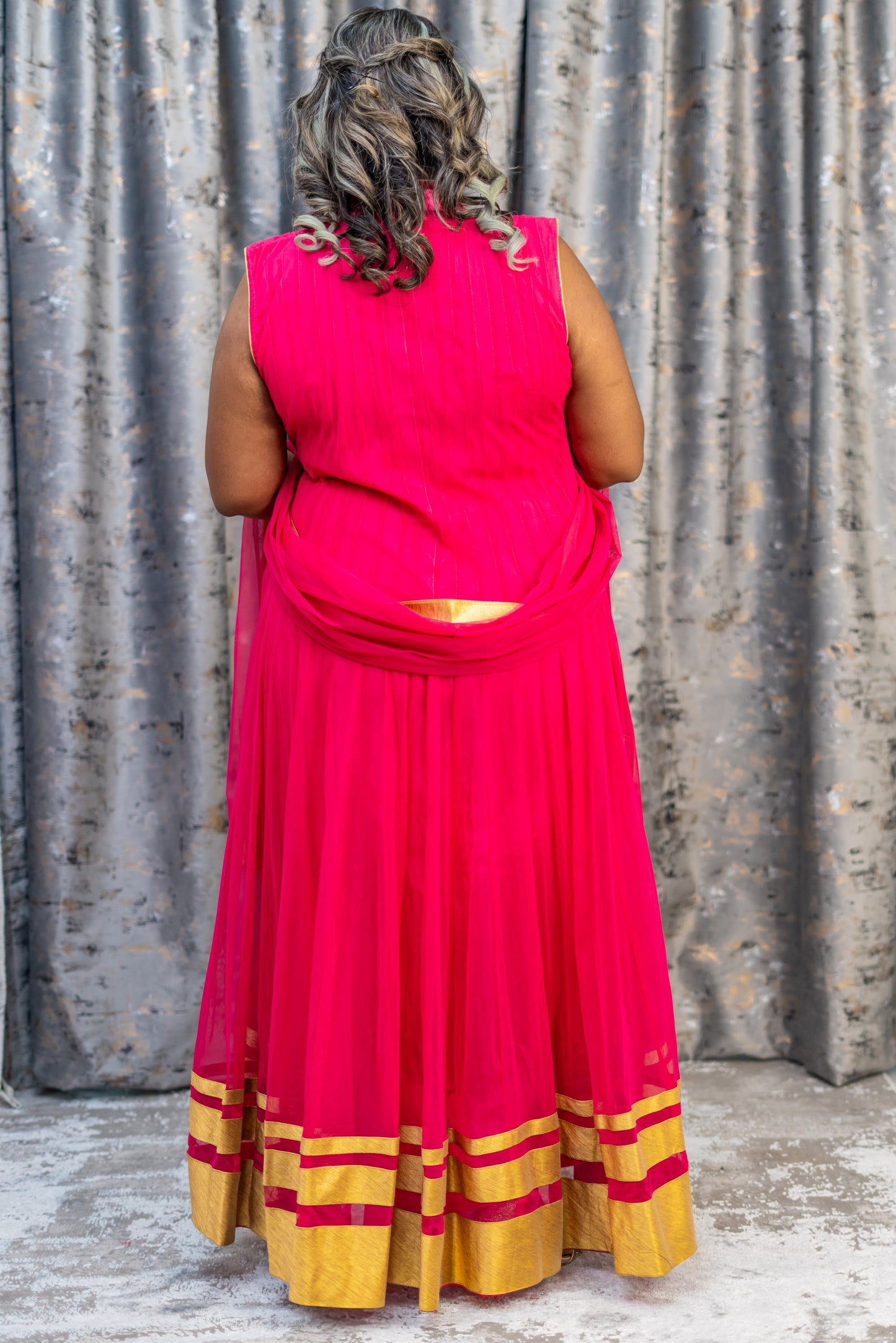Hot Pink Net Punjabi Set