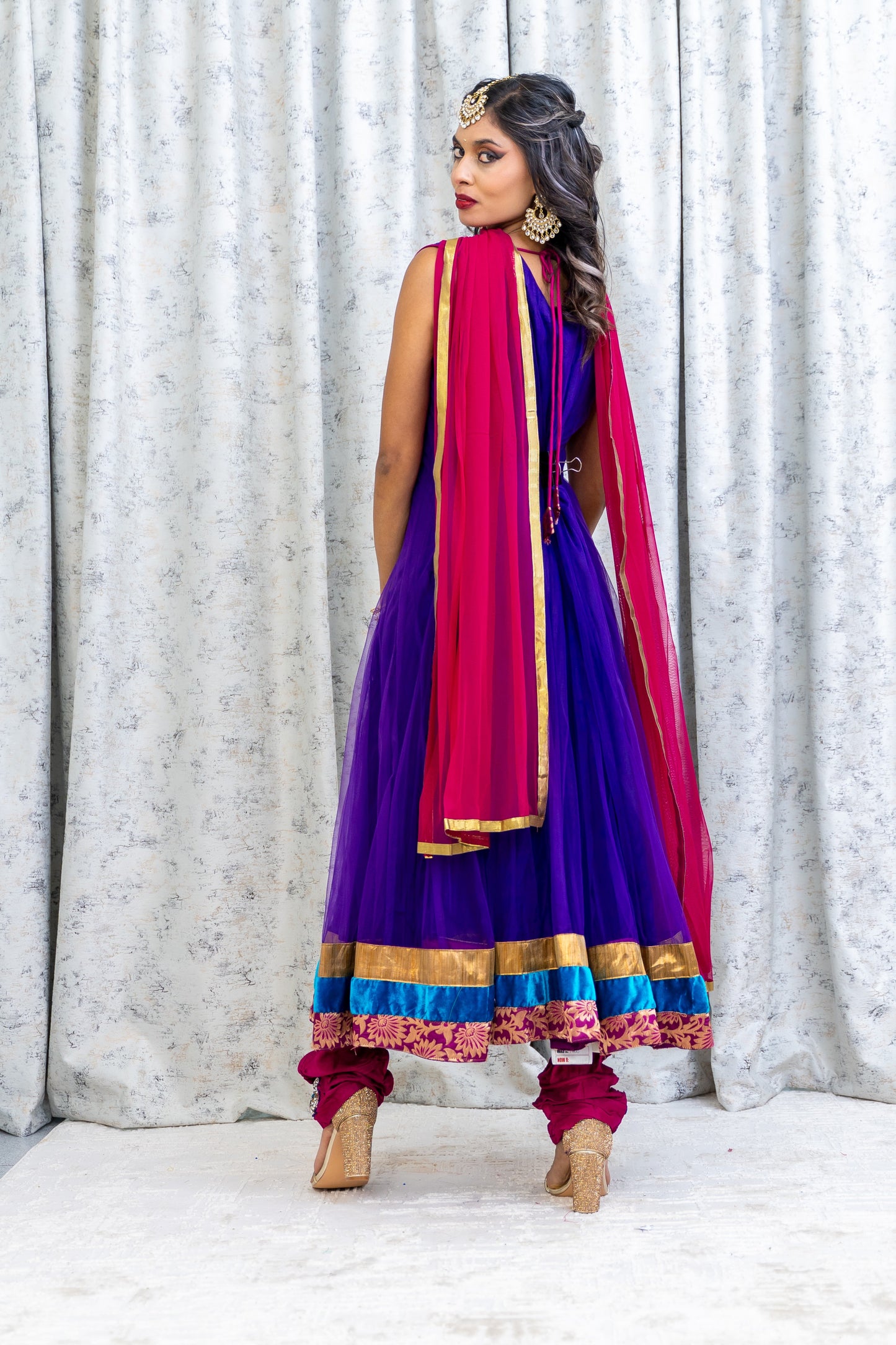 Purple Net Punjabi with Swarovski Stone Work